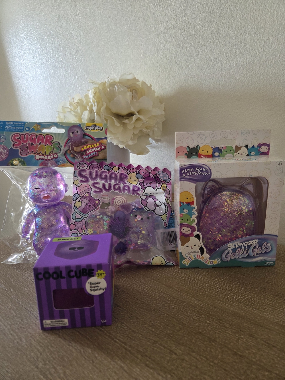 4pc Purple Sparkle Squishy Toy Bundle-new Sealed Packages.